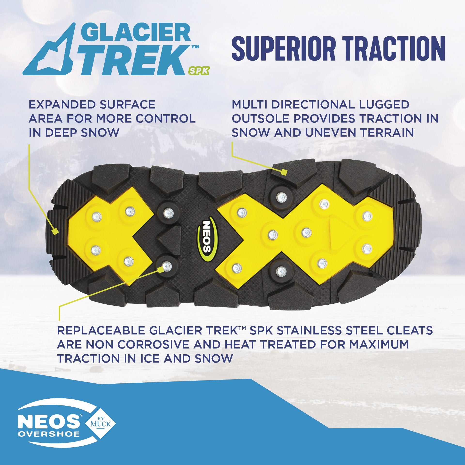 NEOS Voyager with Heel Overshoe Plus Glacier Trek Traction Cleats